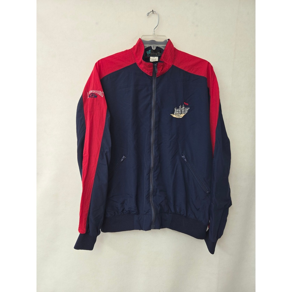 Creadis Windbreaker Jacket Mens Large Navy Red Luxembourg Embroidered Vintage